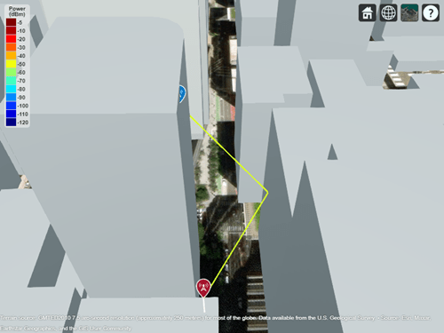 One propagation path from the transmitter site to the receiver site