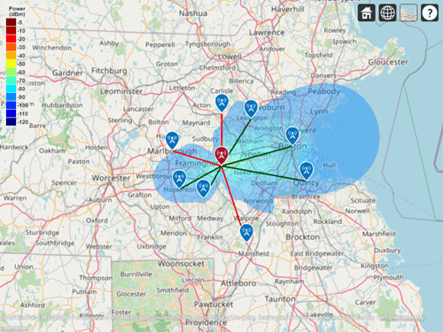 Visualize Antenna Coverage Map and Communication Links - MATLAB 