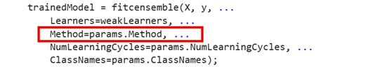 training function definition section of the model class file