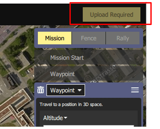 Upload required button of QGroundControl.