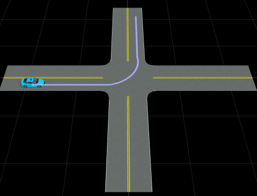 Exported driving scenario in RoadRunner.