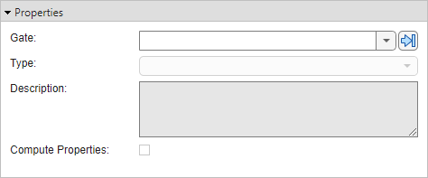The Properties pane for an or gate. The event has a name GATE1 and is an or gate, as listed in the Type property. The Description property is empty and the Compute Properties property is cleared.