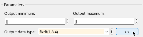 the Show data type assistant button is highlighted on the block parameter view