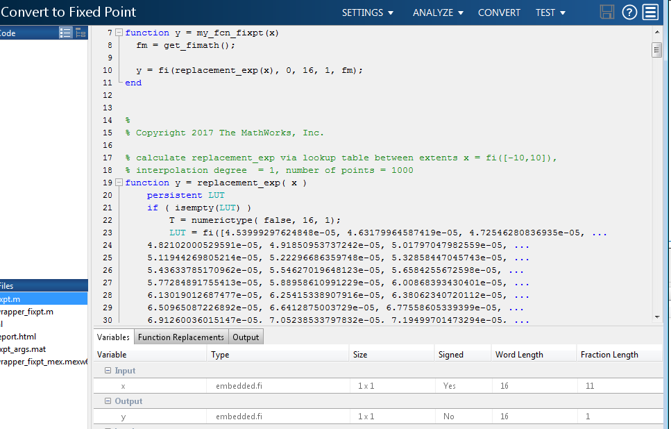 table matlab