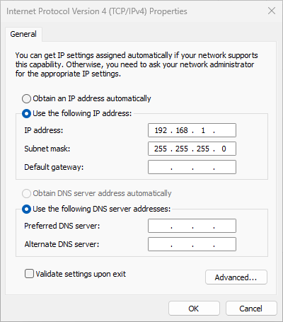 Internet Protocol Version 4 (TCP/IPv4) Properties window open on the General tab