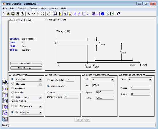 Filter Designer tool