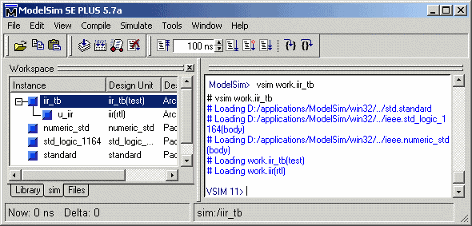 Siemens ModelSim window