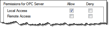 OPC server permissions allowing local access