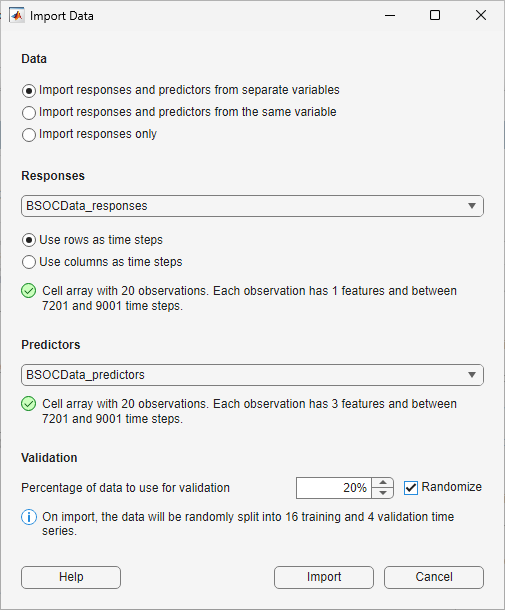 Import Data dialog box