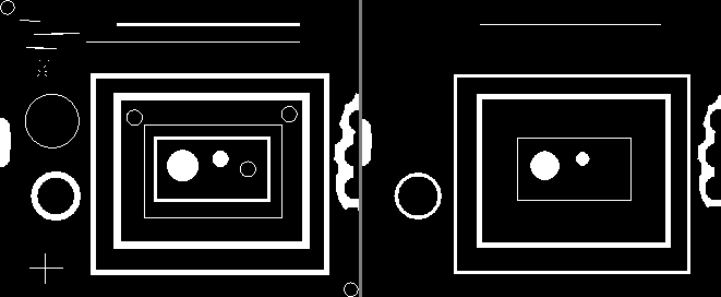 Effect of erosion on a binary image of geometrical shapes and lines