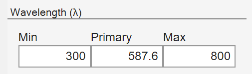 Select the wavelength range and the primary wavelength.