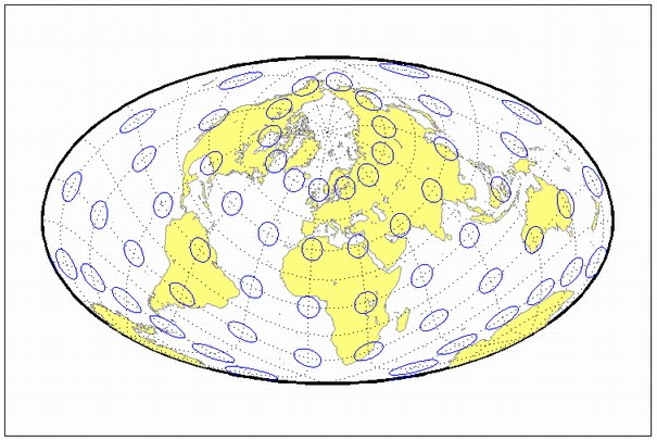 World map using Briesemeister projection