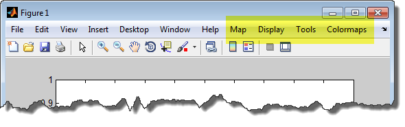 Top part of a figure window. In addition to the default menus, the menu bar includes Map, Display, Tools, and Colormaps menus.