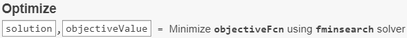 Variables solution and objectiveValue are returned