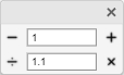 Increment Value and Run Section dialog box with the step value for addition and subtraction set to 1 and the scale value for multiplication and division set to 1.1