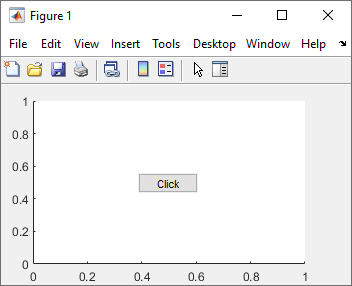 Figure window with an axes object and button in the center of the axes