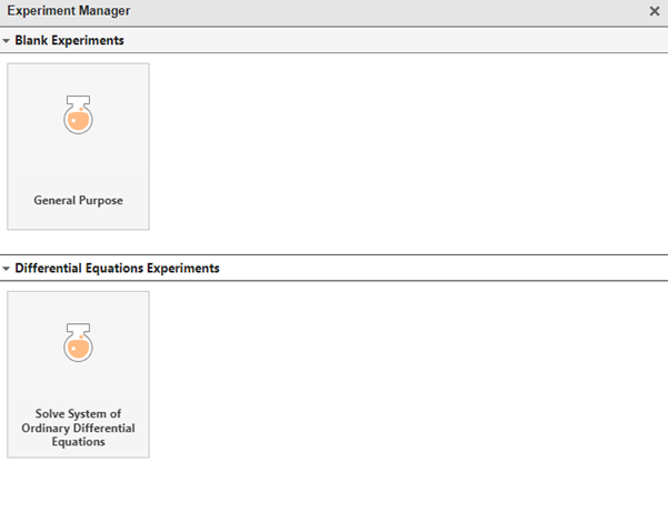 Experiment Manager start page