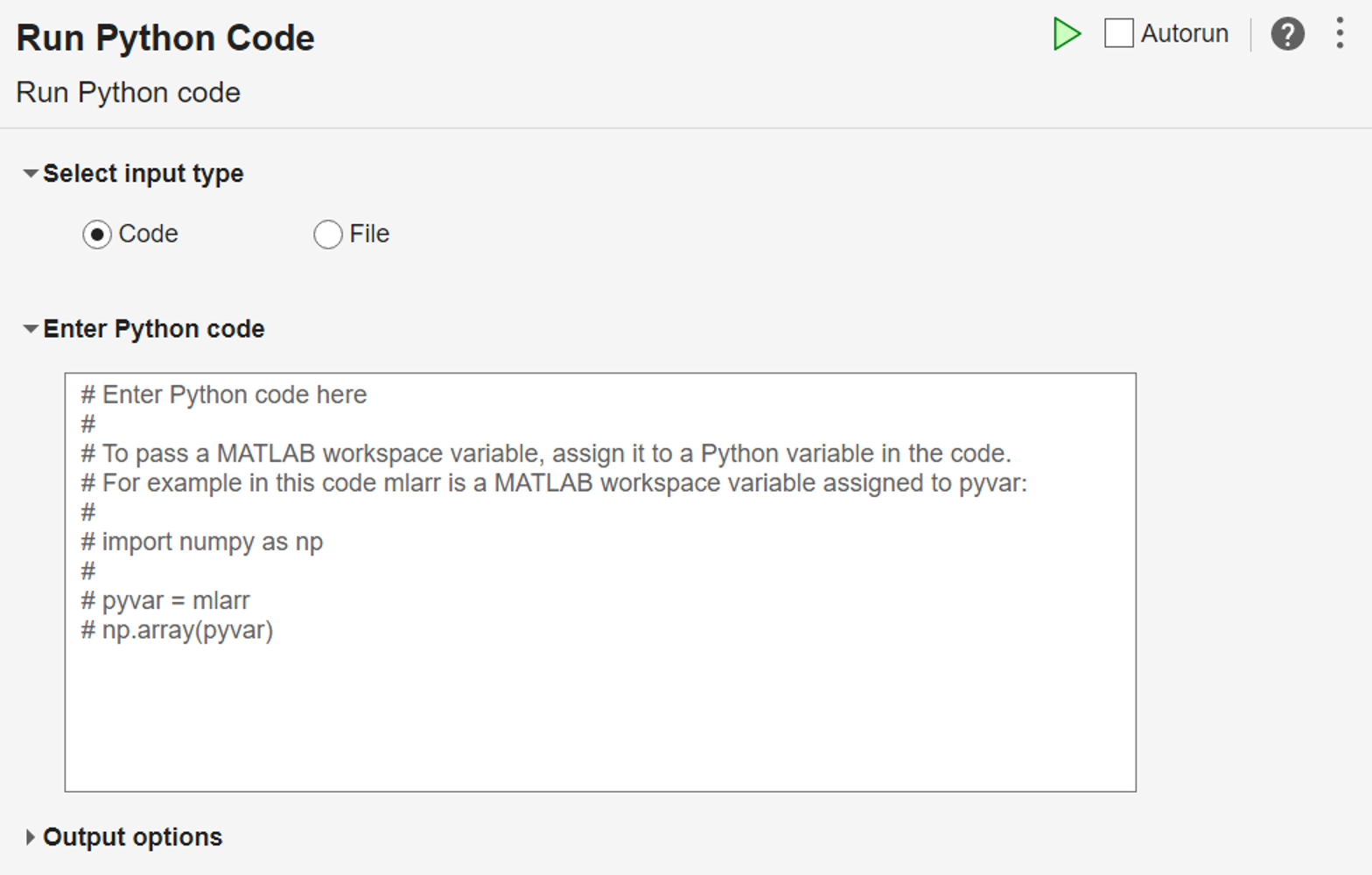 Run Python statements or script files in the Live Editor