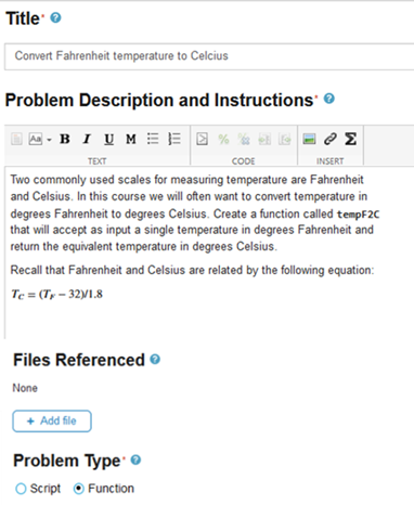 Image showing title and problem description