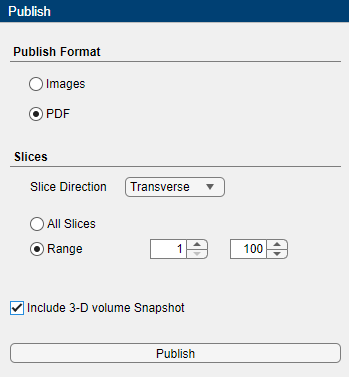 Publish pane in Medical Image Labeler app.