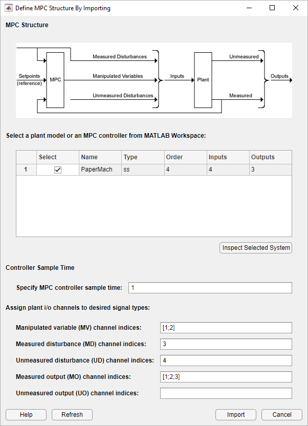 Define MPC Structure By Importing dialog box.