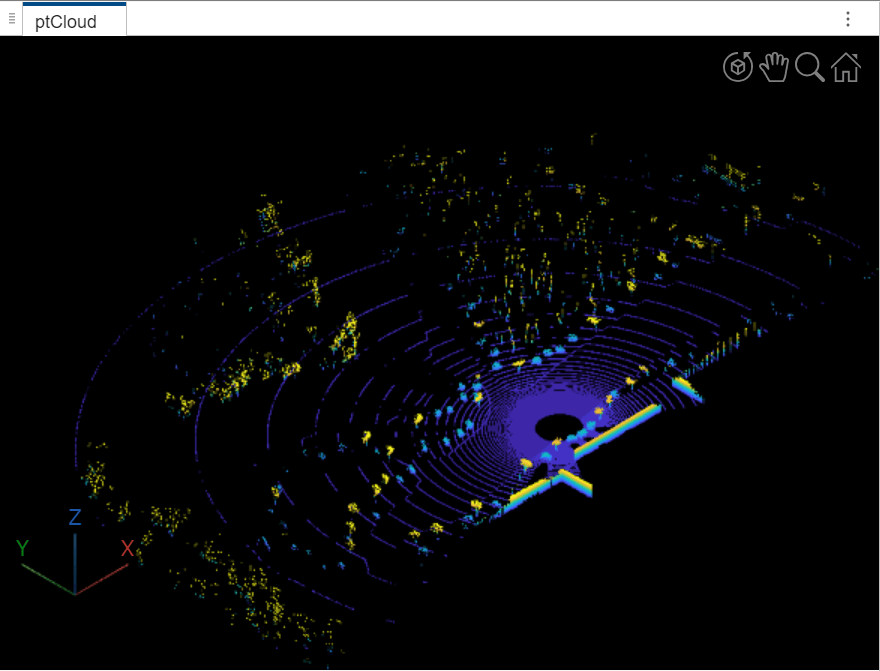 Visualization of imported point cloud data in Point Cloud Analyzer app