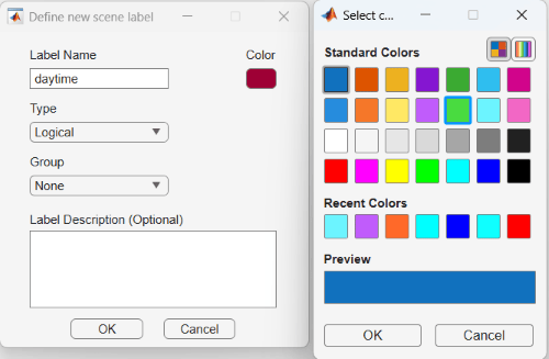 Define new scene label window configured to display the daytime label.