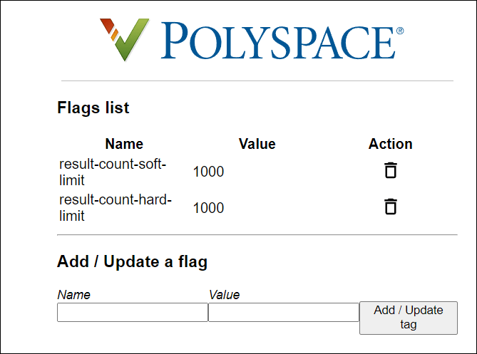 Polyspace Access interface to manage size limits on uploads