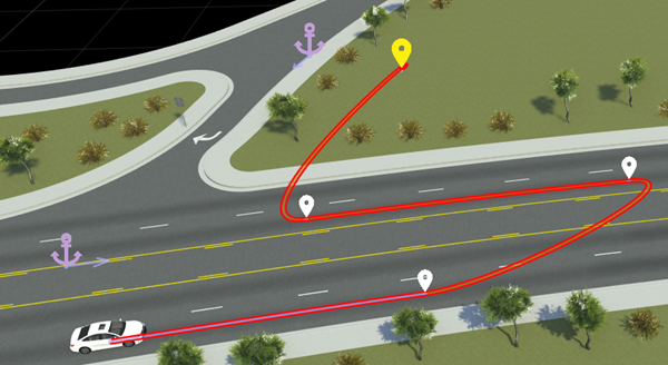 Path with U-turn and off-road path segments