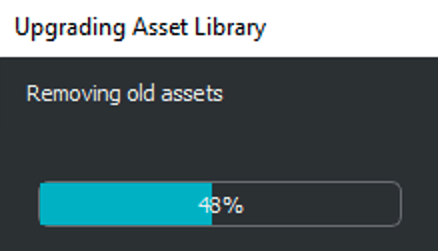 Asset Library Upgrade Progress Dialog Box