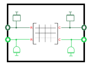 A stiffness matrix separates a mass and inertia on either side.