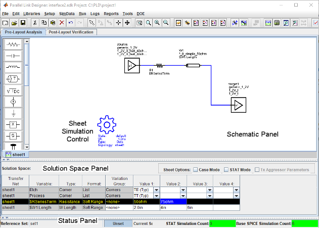 Panels in pre-layout analysis tab