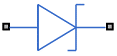 Zener diode icon with two electrical ports.
