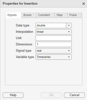 Properties for Insertion default