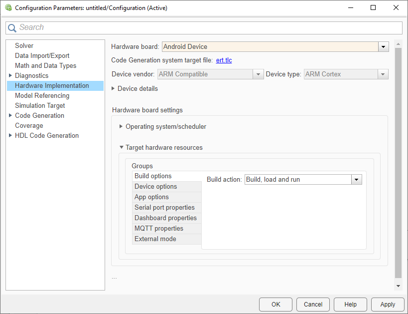 Configuration Parameters > Hardware Implementation