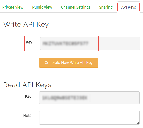 ThingSpeak Write API Key
