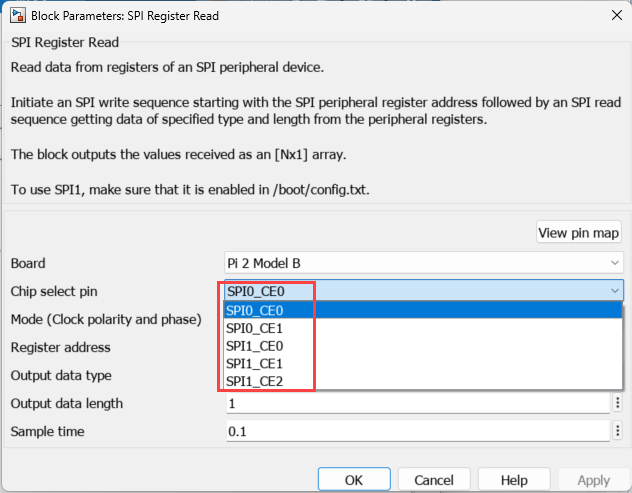 SPI secondary module enabled for SPI Register Read block