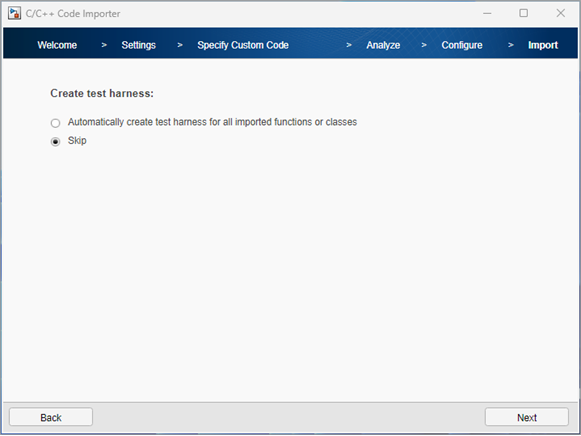 Test harness for imported C++ class.