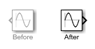 A Sine Wave block before and after flipping right.
