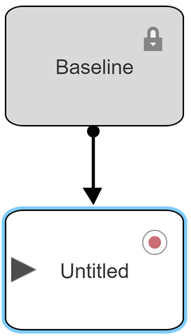 Evolution tree containing the Baseline evolution and a new Untitled evolution.