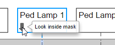 Arrow icon to show lifelines for children of masked subsystem. A tooltip says, "Look inside mask."