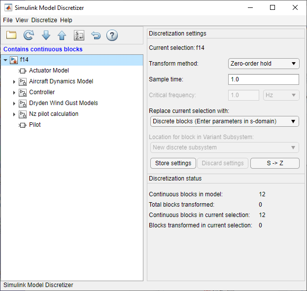 Open Model Discretizer for f14 model