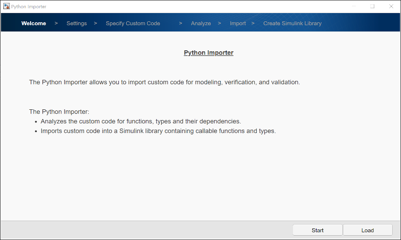 Python Importer app welcome page