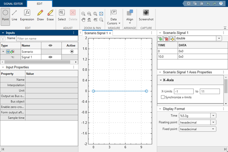 Signal Editor block default