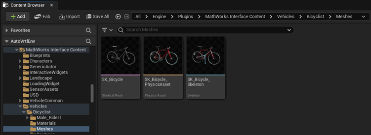 Unreal Editor content browser