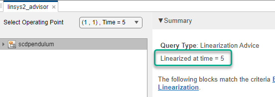 Advisor document with the linearization snapshot time highlighted.