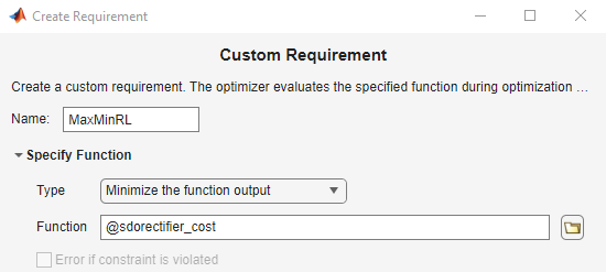 Create Requirement dialog box with the specified values entered