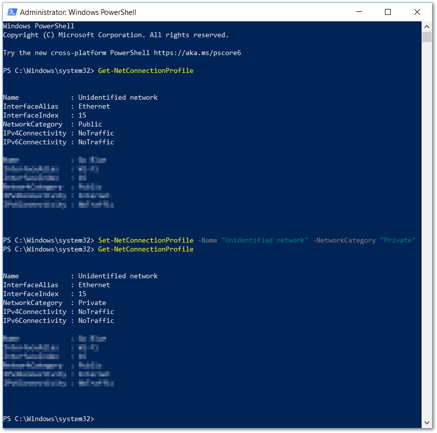 You can use the PowerShell command window to get this configuration.