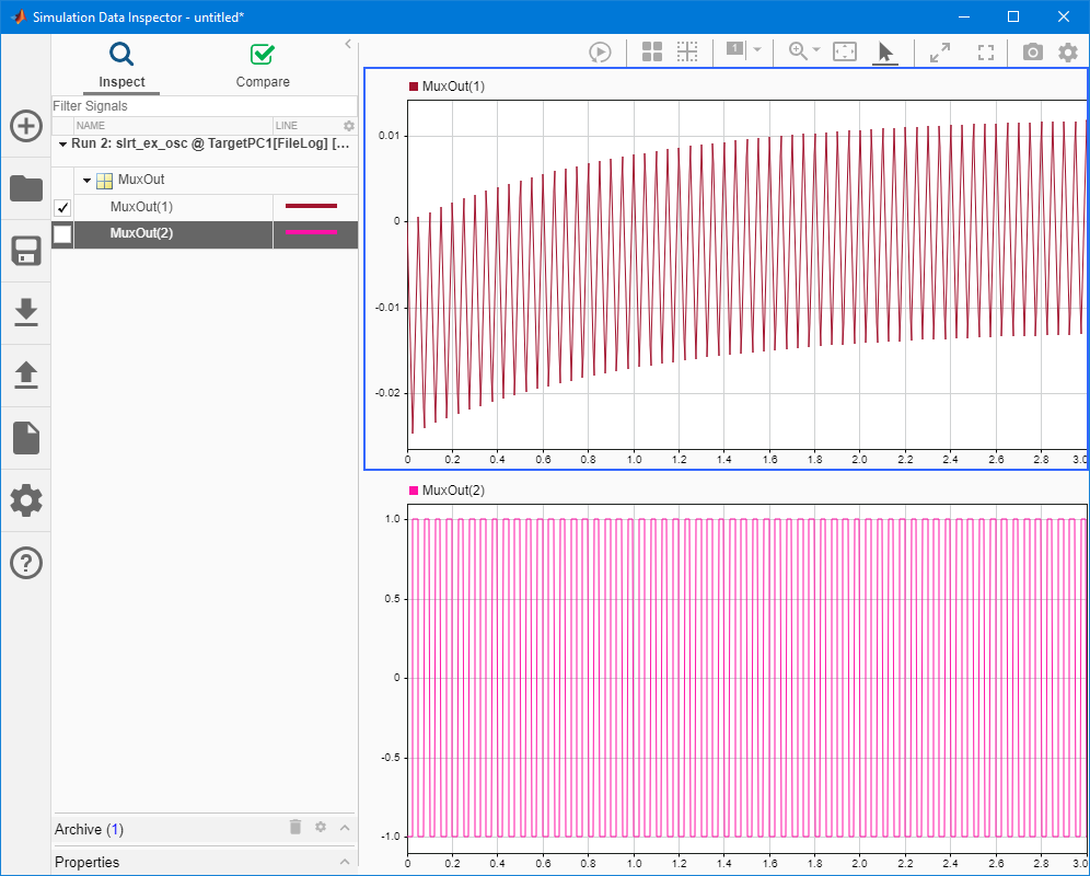 Use the Simulation Data Inspector to view immediate values.