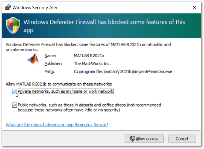 A Windows Defender Firewall issue can cause the cannot connect to target error.